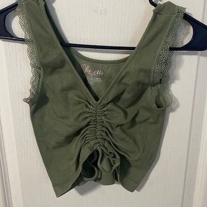 Army green, cropped tank top, Size S